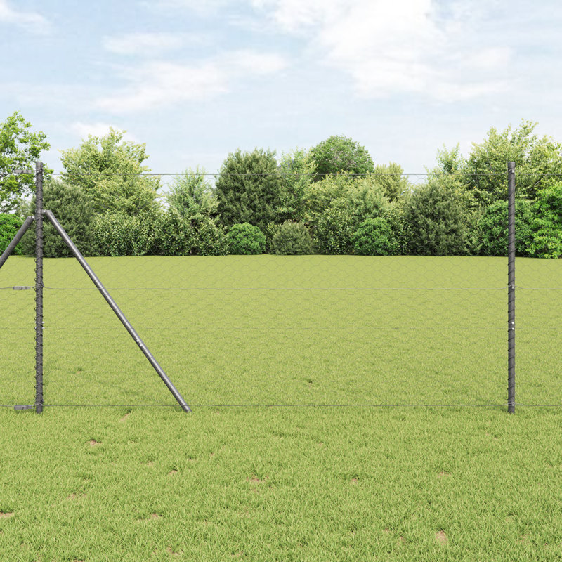 Vidaxl Hexagon Fence Steel, Grey, 100cm H x 1000cm W