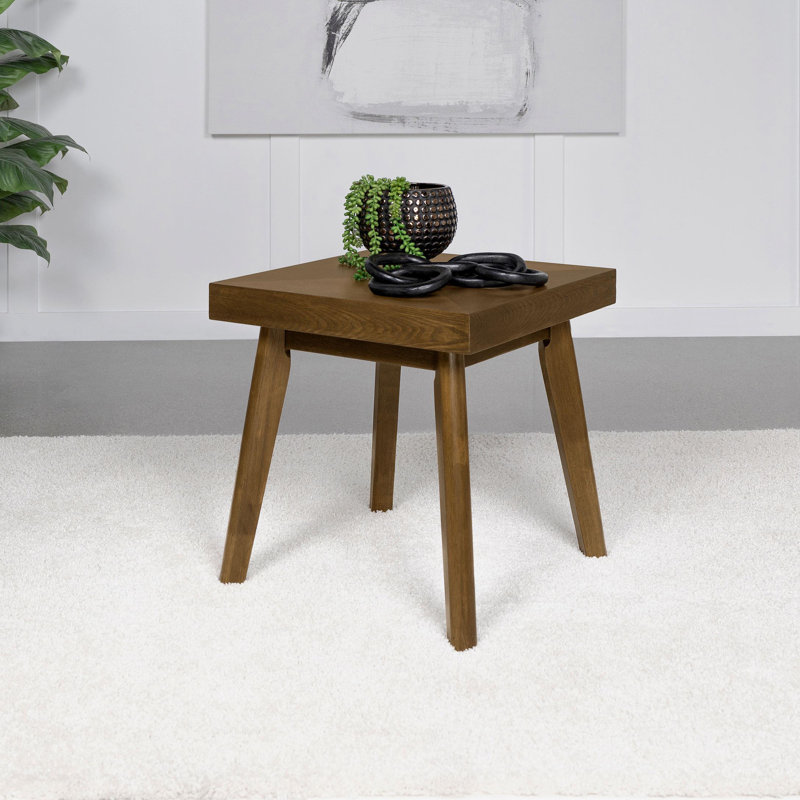 Square Wood Side End Table Walnut Brown