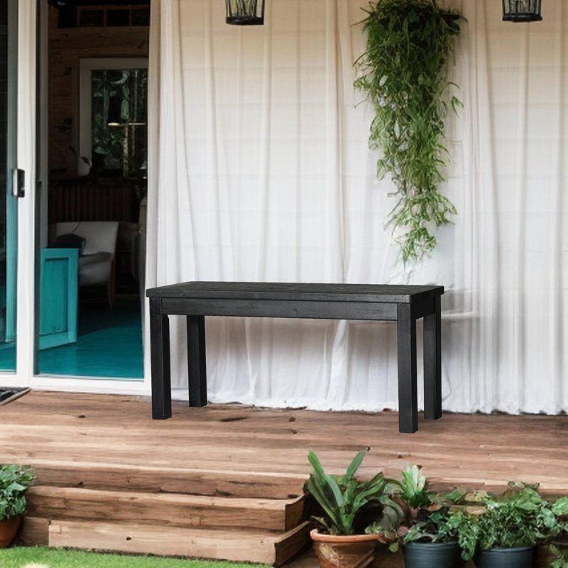 40-Inch Solid Wood Backless Outdoor Bench, Black