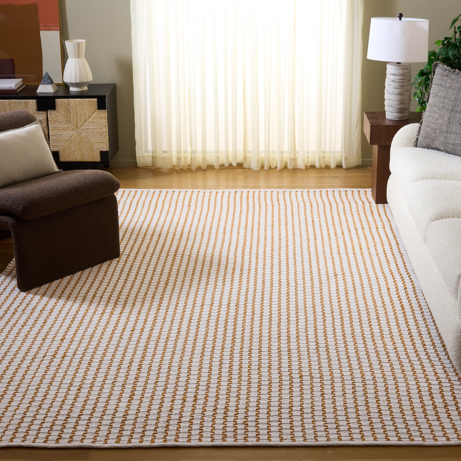 Hand-Woven Chevron Cotton Rug, Rectangle 8' x 10'