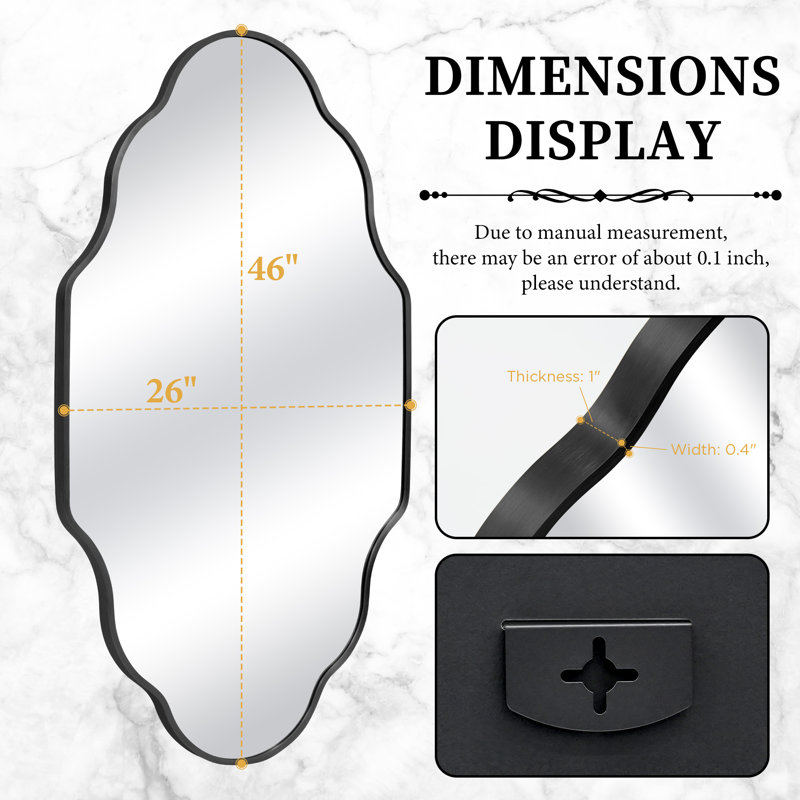 Oval Wall Mirror with Aluminum Frame, HD Tempered Glass, Mosaic Accent, Vertical/Horizontal Hanging, Shatter-Resistant for Bathroom Vanity, Living Room & Entryway