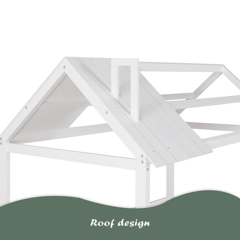 Lit simple en bois avec clôture, Blanc