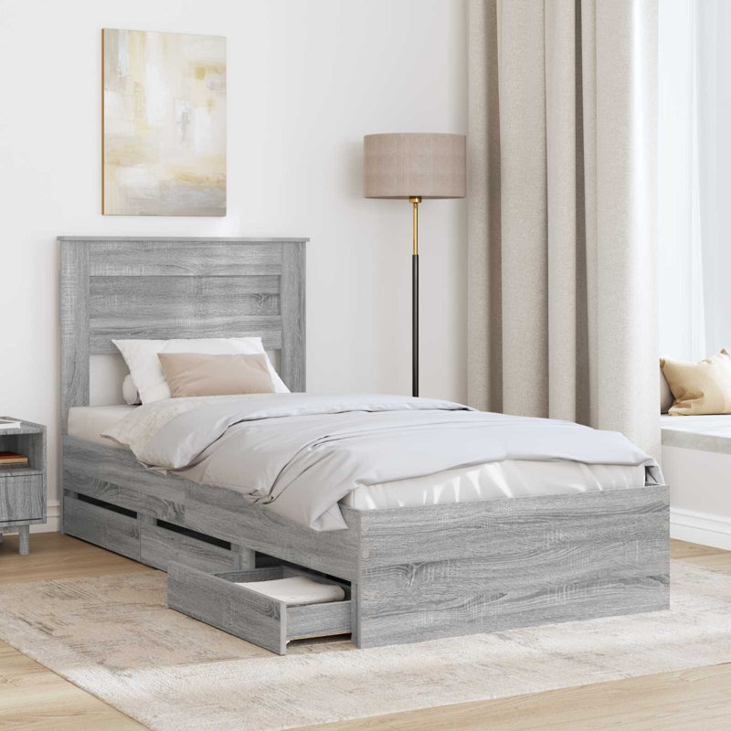Bed Frame, Small Single (2'6), Grey Sonoma