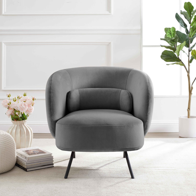 Jura 78Cm Wide Lounge Chair, Grey Velvet