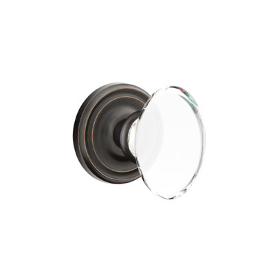 Ensemble de boutons de passage Emtek avec rosette régulière et bouton en verre Hampton