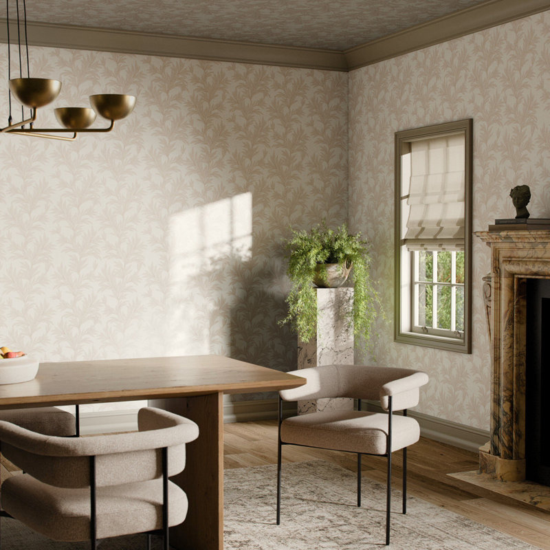Lush Leaves Wallpaper by Getty Images, W52" x H132", Lush Leaves Taupe II