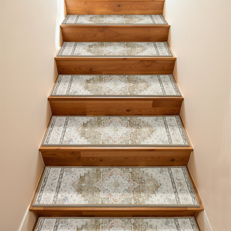 Tapis d'escalier antidérapants pour l'intérieur, Brun / beige