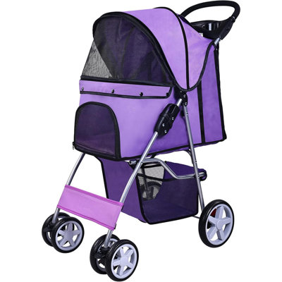 Pet Stroller 4 Wheels Multifunction Dog Cat Stroller Folding Portable Travel Stroller With Detachable Carrier Suitable For Medium Dogs Cats