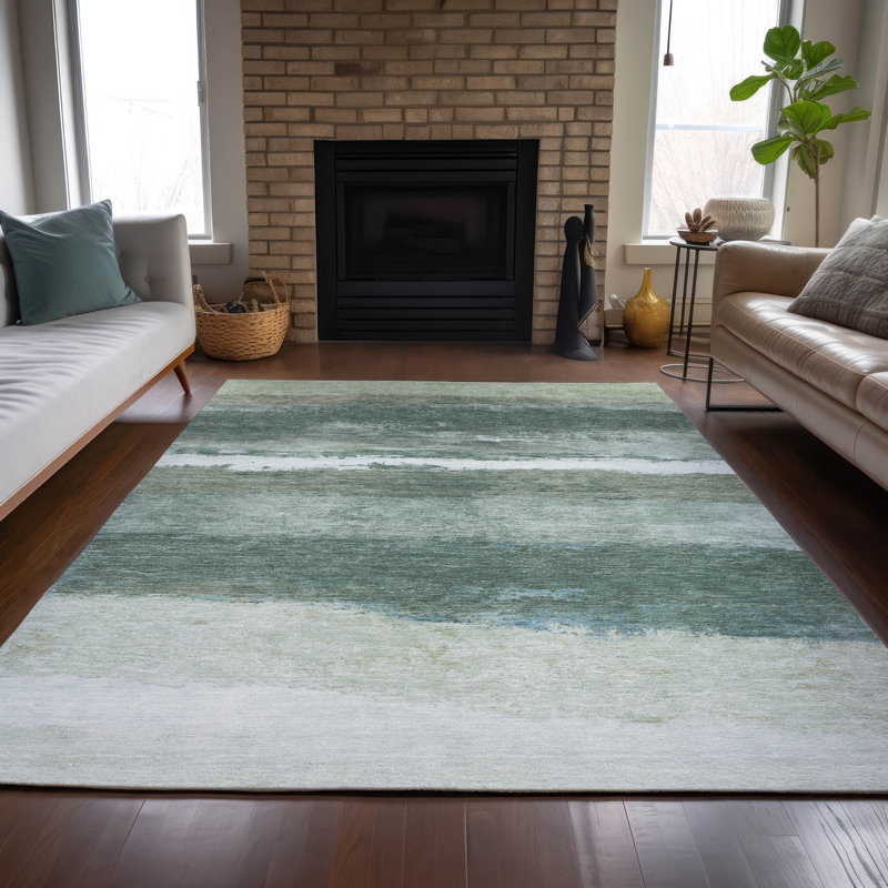 Tapis rayé intérieur / extérieur lavable à la machine ACN2169, Rectangle 5 pi x 7 pi 6 po