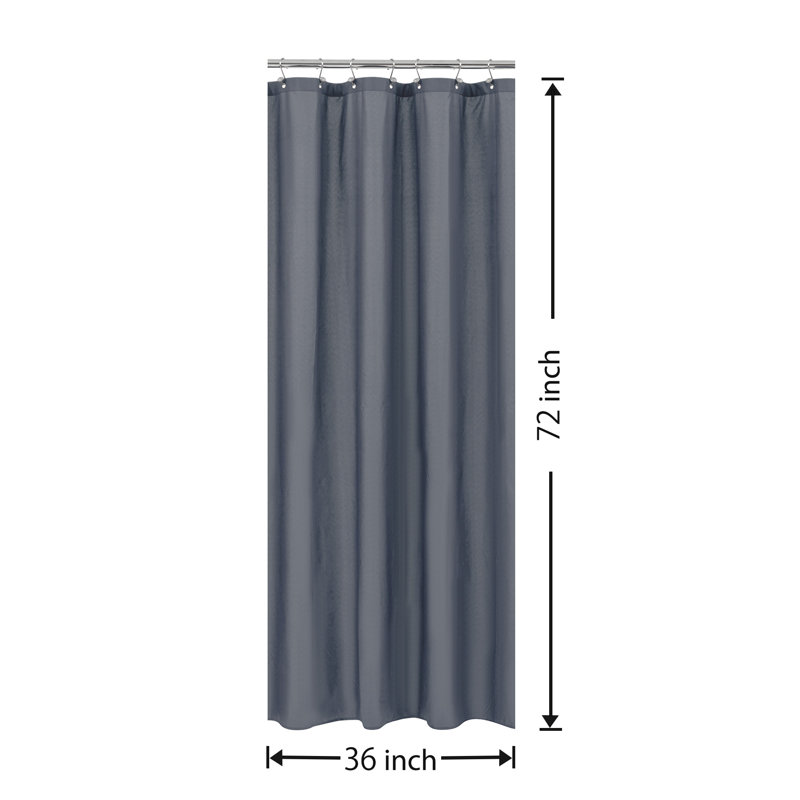 Doublure de rideau de douche simple en tissu imperméable avec aimants Kidd, Bleu pierre, H 72 po x l 36 po