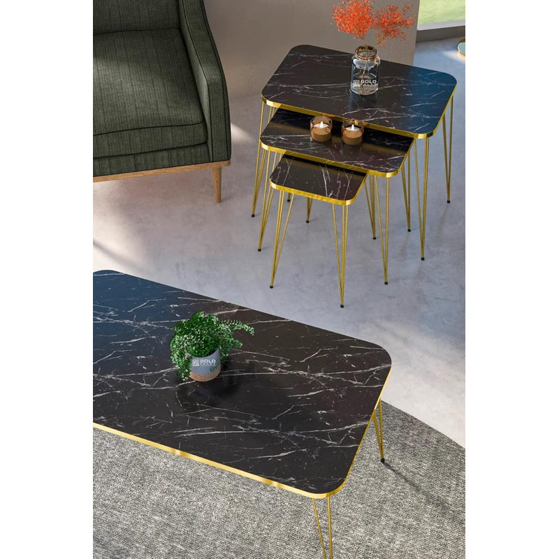 Zampa 35cm Console Table, Black Marble