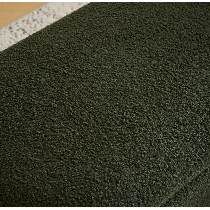 Elegant Dark Green Boucle Long Storage Ottoman Bench