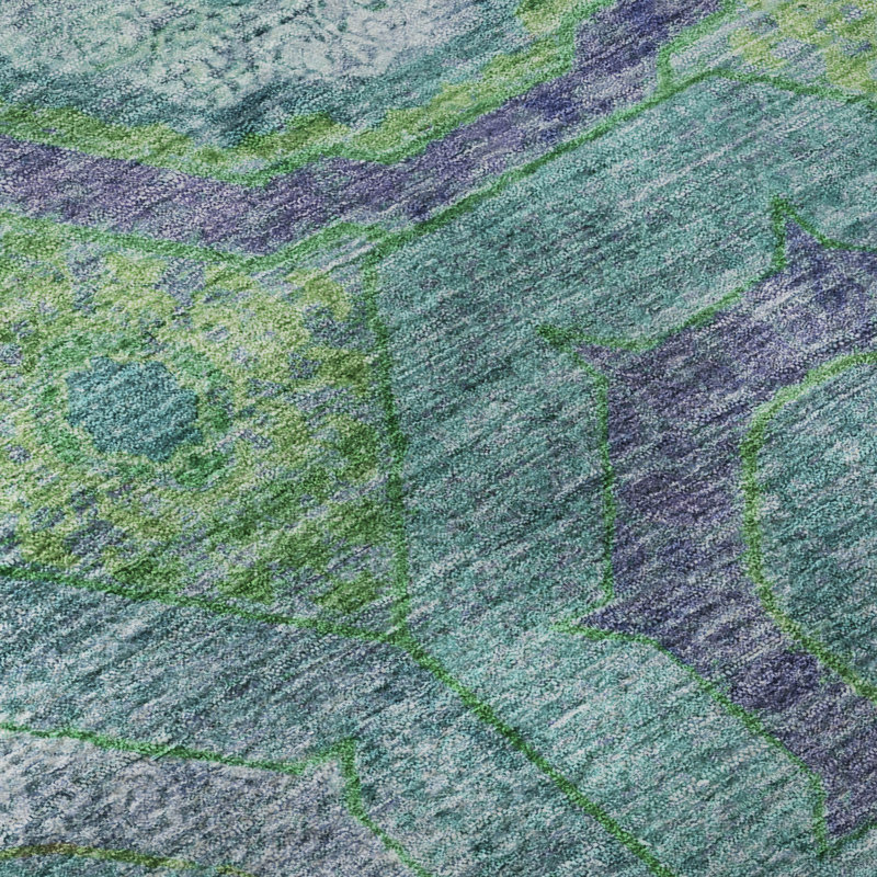 Premium Machine Washable Mayfield AMF2049 Panel Rug, Teal, 5' x 7'6"