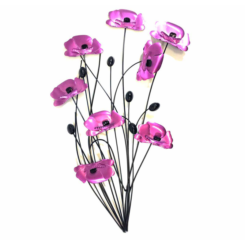 Poppy Handmade Plants & Flowers Wall Decor on Metal, Purple