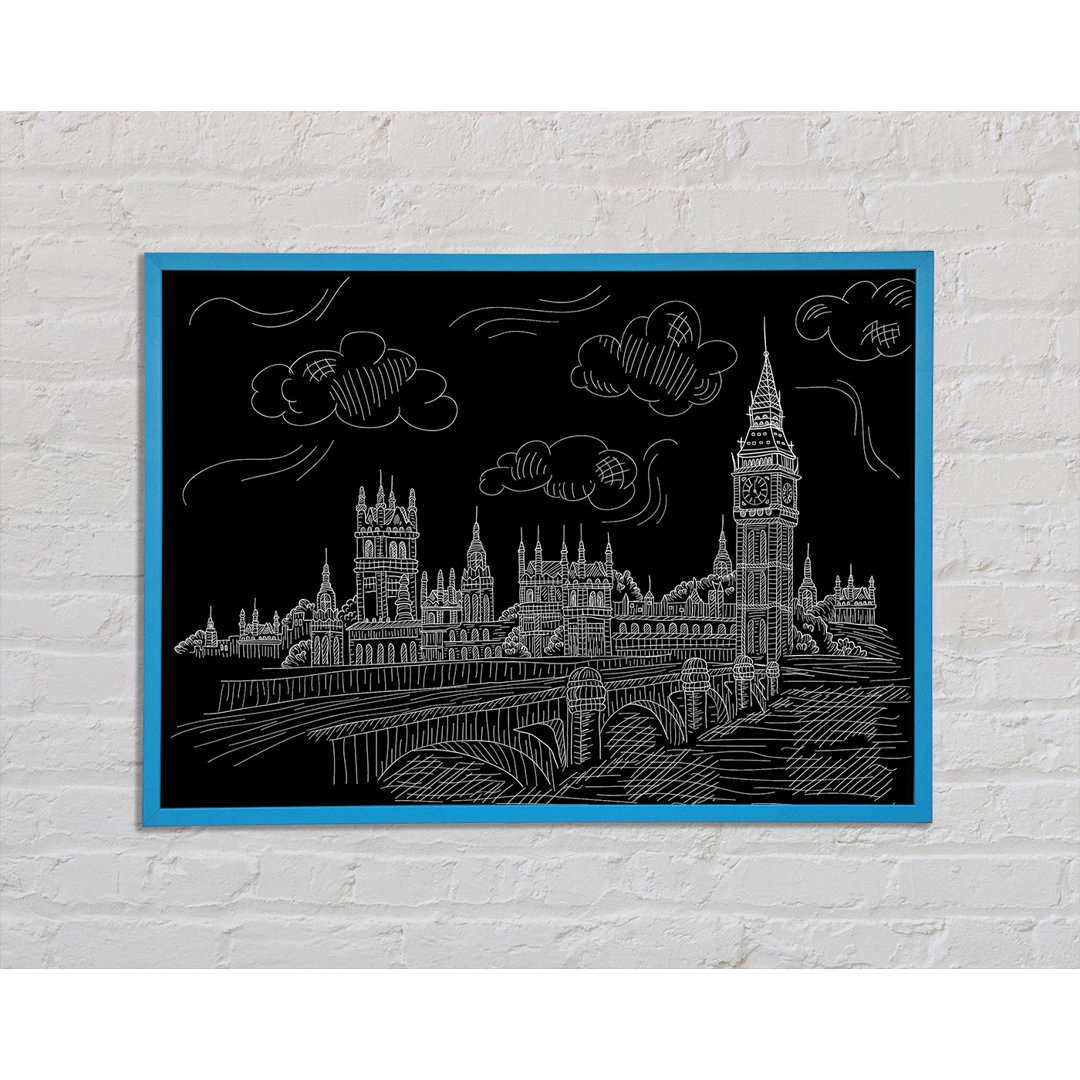 Houses Of Parliament And Big Ben Outline - Einzelne Bilderrahmen Kunstdrucke