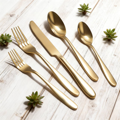 Ensemble de couverts 20 pièces en acier inoxydable pour 4 personnes, ensemble de couverts en argent poli de qualité alimentaire avec fourchettes, cuillères et couteaux pour la maison et le restaurant, va au lave-vaisselle