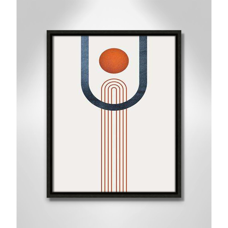 Minimalist Mid Century Orange Navy III by Urban Epiphany, 15.5'' H x 12.5'' W x 2'' D, Espresso Framed