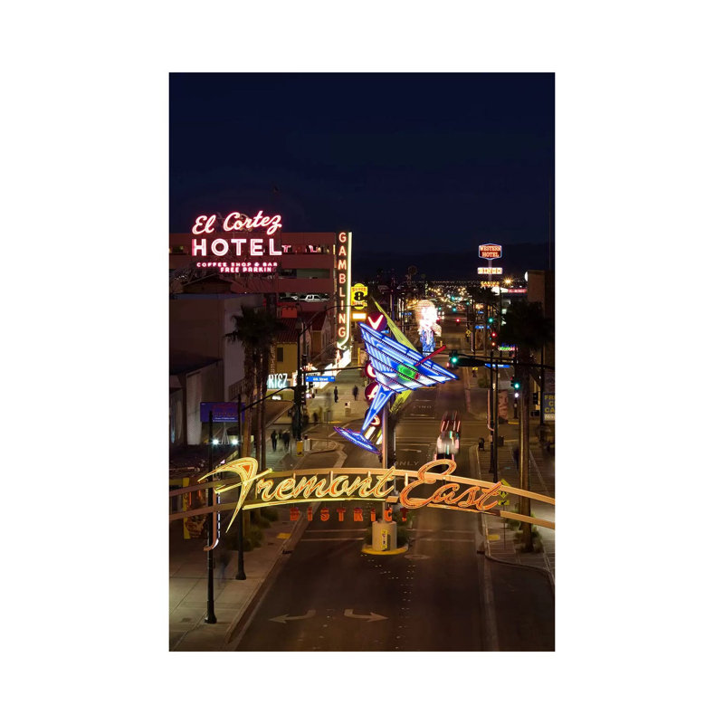Neon Casino Signs Lit Up At Dusk, El Cortez, Fremont Street, The Strip, Las Vegas, Nevada, USA - Wrapped Canvas Print