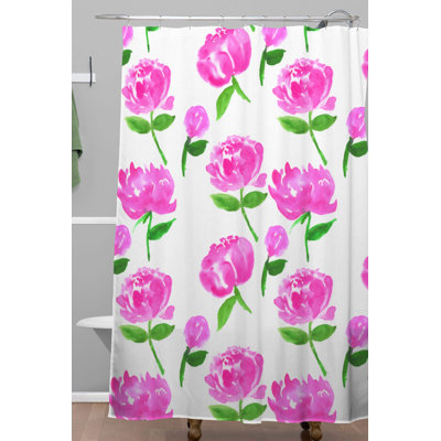 Rideau de douche simple pivoines en fleurs