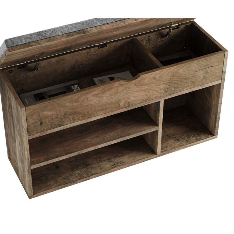 Banc à chaussures avec coussin et tablette réglable, Brun