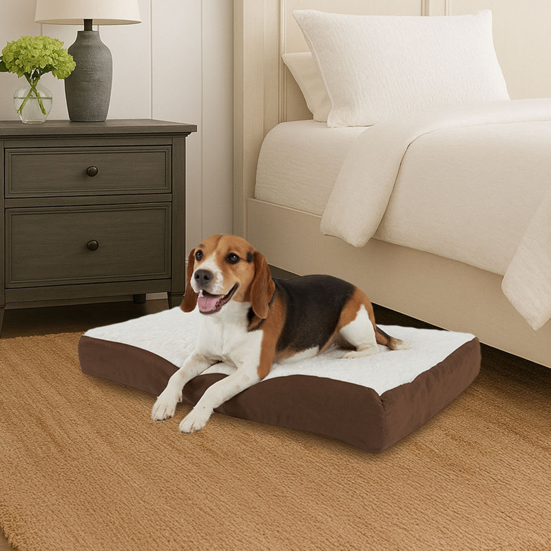 Lit pour chien orthopédique en mousse à mémoire de forme 2 couches PETMAker - 30 x 20,5 lit pour chien de taille moyenne, brun