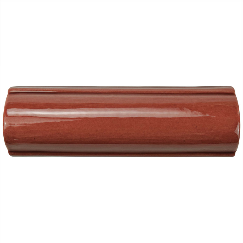 Carreau de faïence en céramique brillante rouge 5,1 po x 1,6 po Novecento Bordura