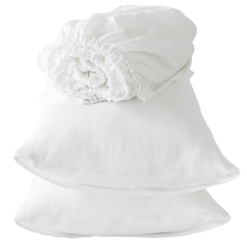 Ensemble de draps en lin ivoire quatre pièces