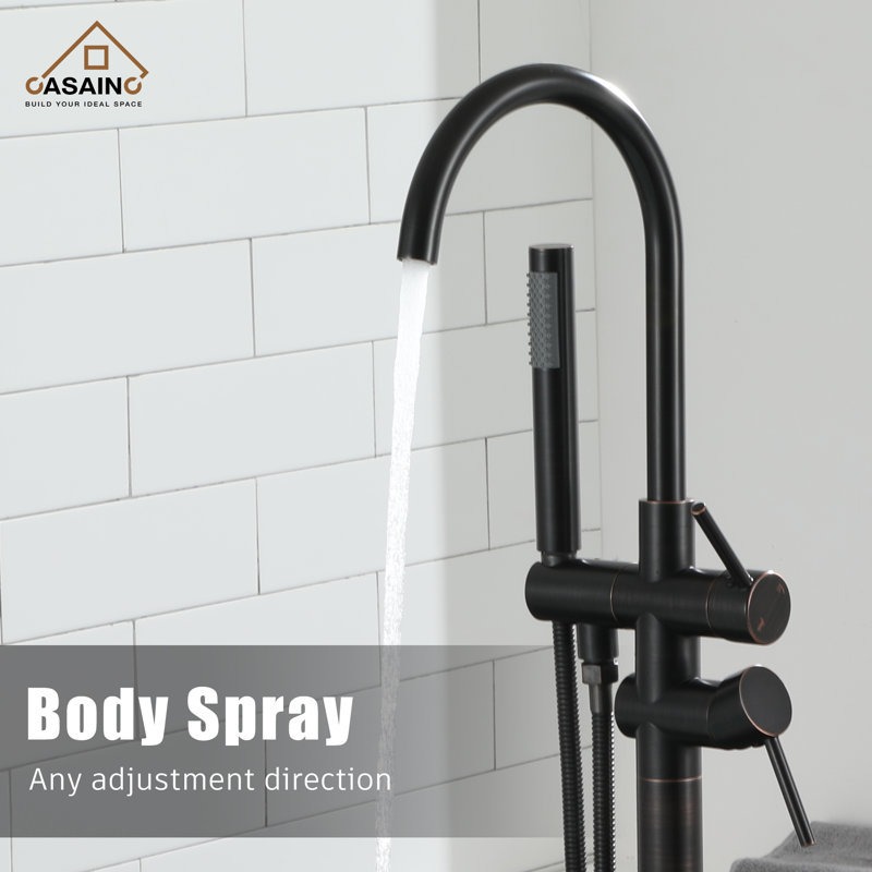 Residentail Freestanding Tub Faucet double Handheld Shower Bathroom Bathtub Faucet, Oil Rubbed Bronze