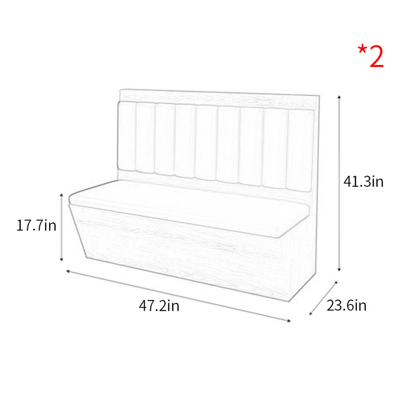 Banc rembourré en similicuir Simple Cafe, Rouge