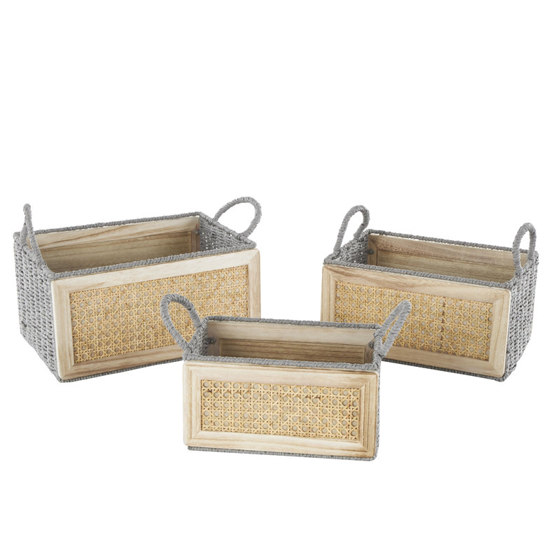 Ensemble de 3 paniers en bois massif