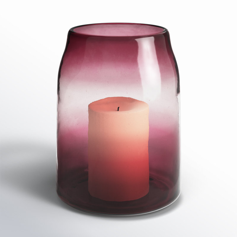 Hurricane de table en verre, H 10,8 po x l 8 po x P 8 po, Mauve