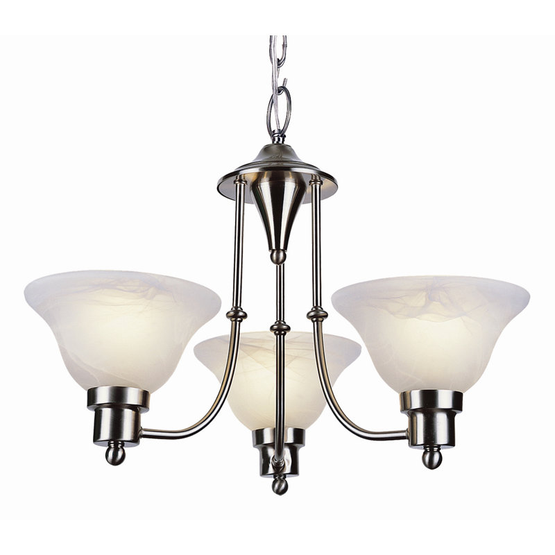 Baronne 3 - Light Dimmable Classic / Traditional Chandelier, Brushed Nickel