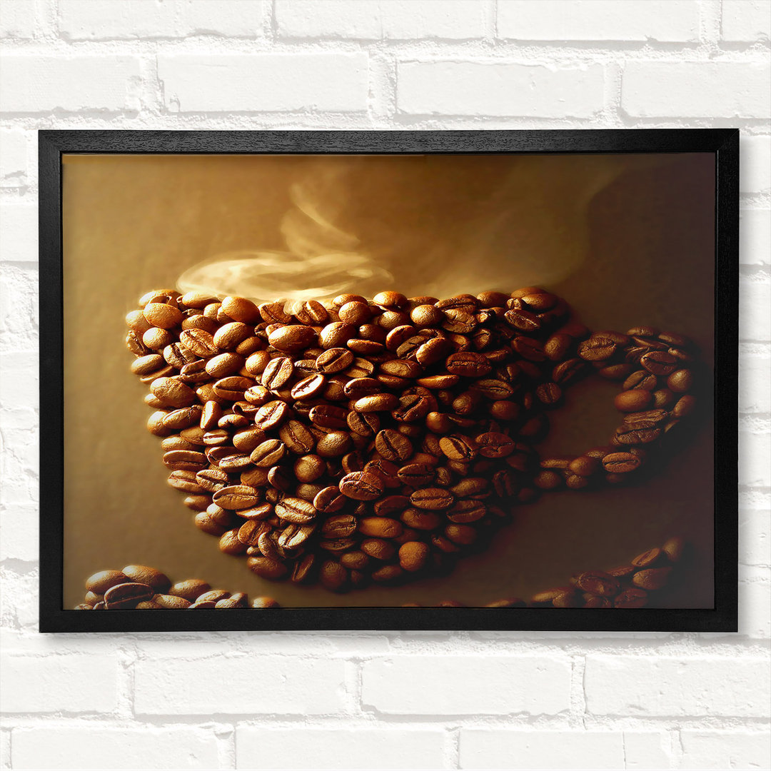 Coffee Bean Smile - Closed Corner Frame Kunstdrucke auf Holz