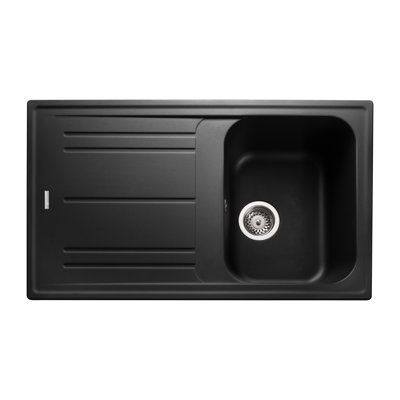 Leisure Sinks & Taps 500mm W Double Bowl Granite Composite Inset Kitchen Sink with 1 Faucet Hole