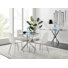 Tierra Modern Chrome Metal & Glass Round Dining Table Set with 4 Luxury Faux Leather Chairs
