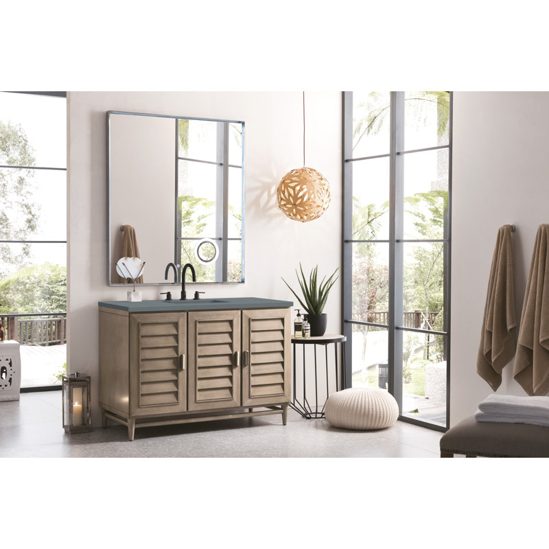 Portland 48'' W Single Vanity, Cala Blue, Whitewashed Walnut, 8" Widespread