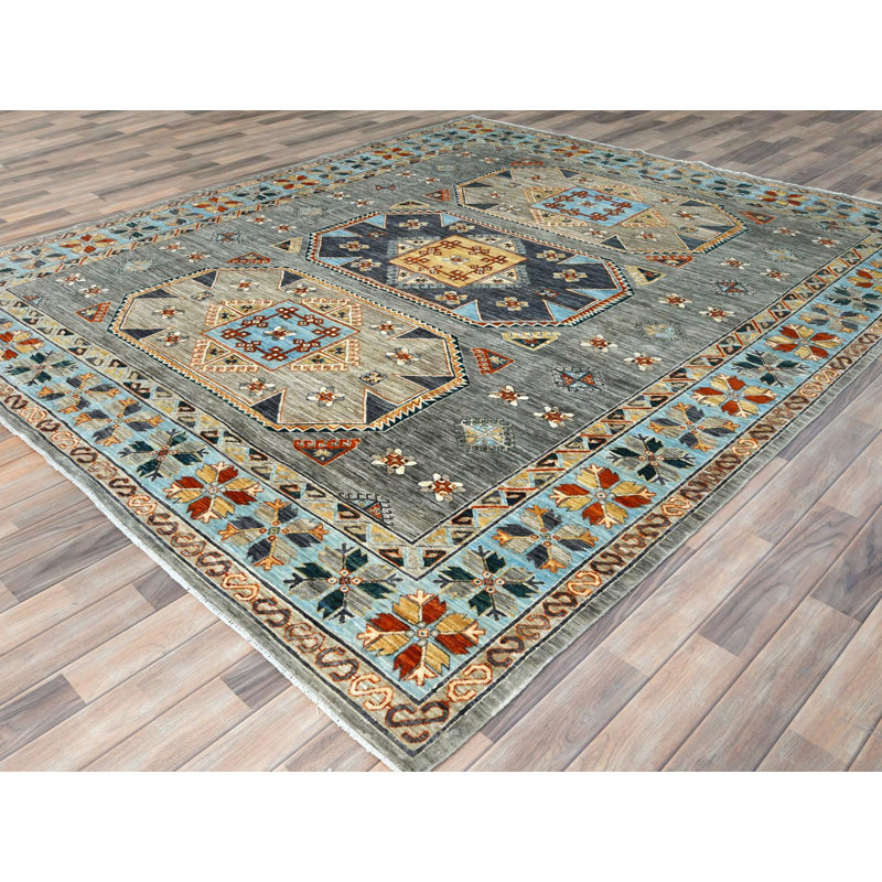 Tapis oriental rectangulaire gris en laine noué à la main 8 pi 3 po x 9 pi 9 po - MOA102830000