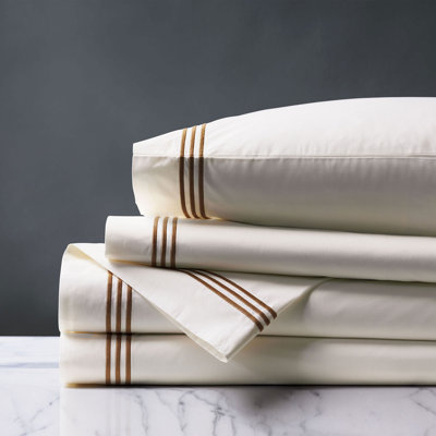 Ensemble de draps Tessa en satin ivoire/brun