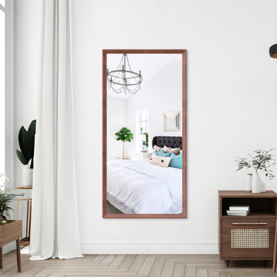 Grand miroir de salle de bain 60 po x 30 po avec cadre en aluminium de couleur noyer, preuve, fixation murale dans différentes directions, cadre de couleur extra pour plusieurs pièces, suspension verticale ou horizontale, preuve sécuritaire