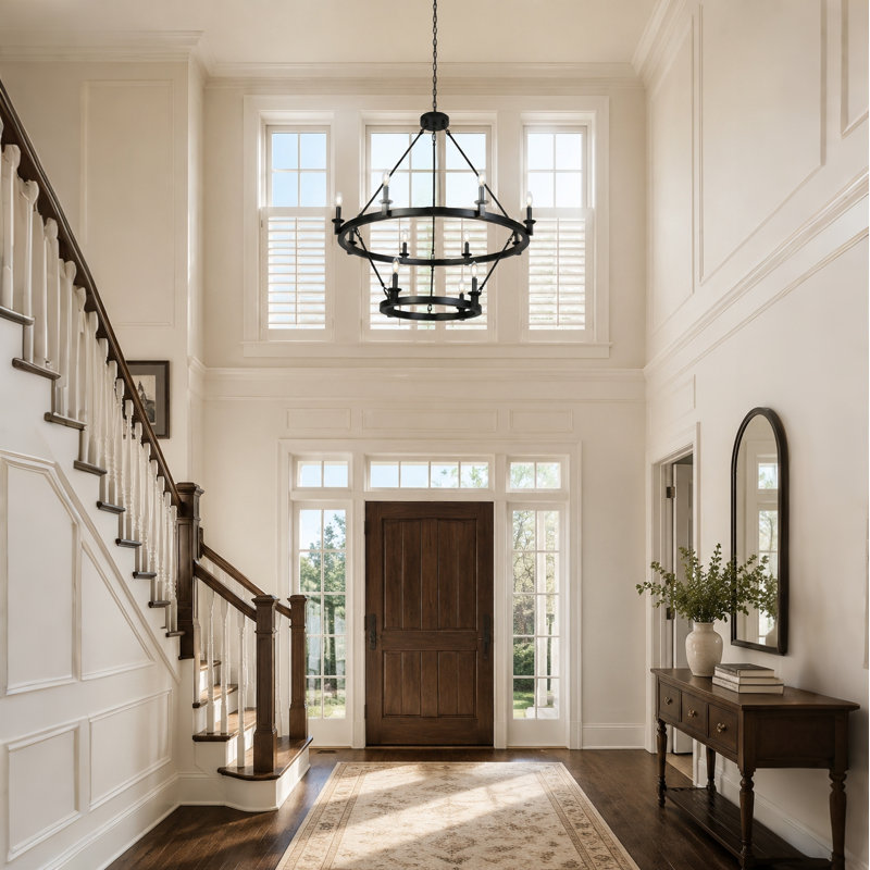 12-Light Oversize 40" 2-tier Wagon Wheel Chandelier