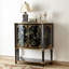 Console en bois manufacturé noir et or massif