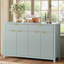 Buffet U_STYLE moderne de 55,1 po avec 2 tiroirs et 4 portes, tablettes réglables, motif à vagues, poignées en aluminium, panneau de fibres à densité moyenne peint, rangement scandinave pour la salle à manger et le salon-645899461