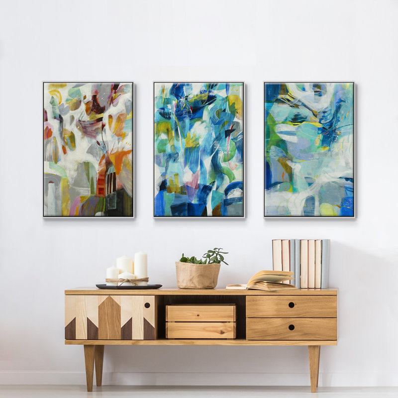 Marée basse, reproduction sur toile 3 pièces, H 24 po x l 48 po x P 2 po, Blanc