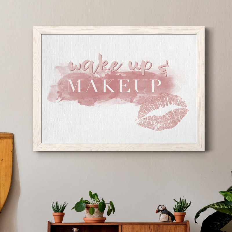 «Wake Up and Makquillage», reproduction d'art graphique sur toile, H 37,5 po x l 27,5 po x P 1,5 po, Cadre blanc