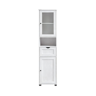 Glass Freestanding Linen Cabinet