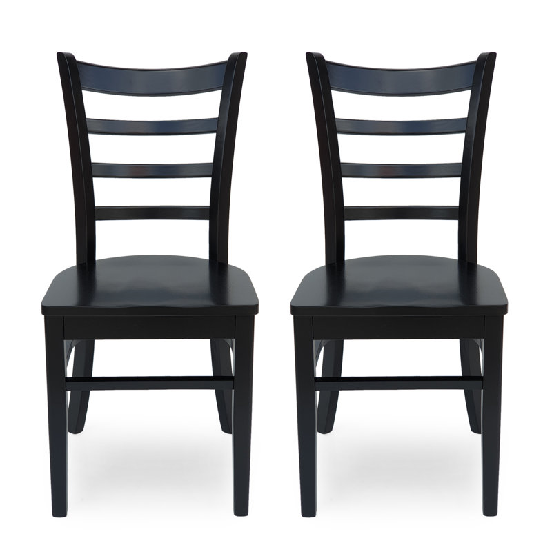 Solid Wood Ladder Back Side Chairs, Black, 2