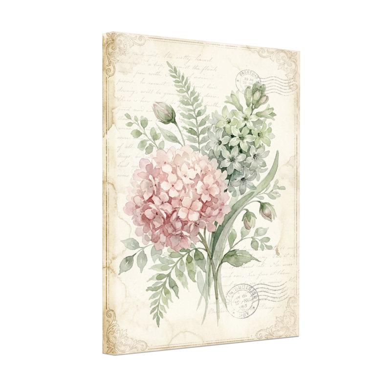 Plantes et fleurs, reproduction d'art botanique à l'aquarelle, H 30 po x l 20 po