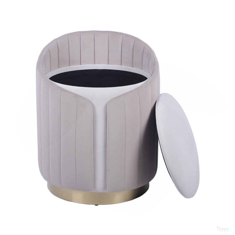 Repose-pieds deux tons avec rangement ou tabouret de coiffeuse, taupe