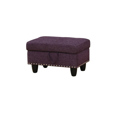 Pouf de rangement en lin amarante