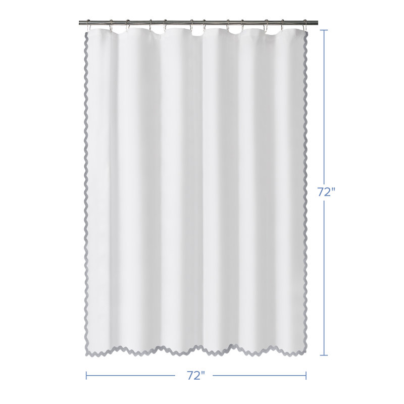 Rideau de douche en tissu tissé festonné, Gris